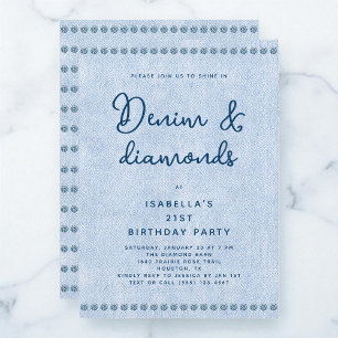 Western Denim und Diamonds 21. Geburtstag Party Einladung