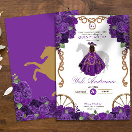 Western der lila Rose Ranchera Quinceanera Einladung