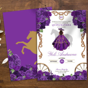 Western der lila Rose Ranchera Quinceanera Einladung