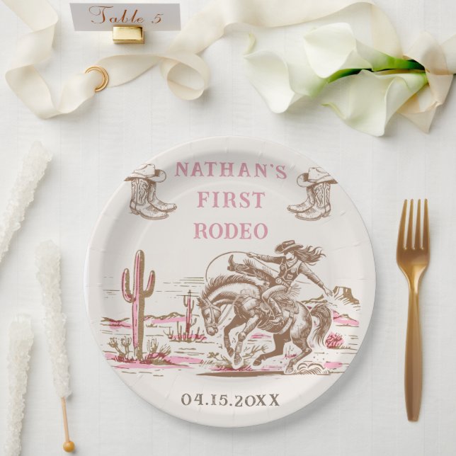 Western Desert Boots Rodeo Birthday Paper Plate Pappteller (Hochzeit)