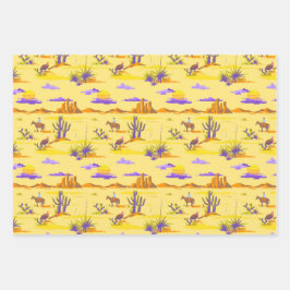 Western Desert Cowboy Horse Mesa Kaktus Rustikal Geschenkpapier Set