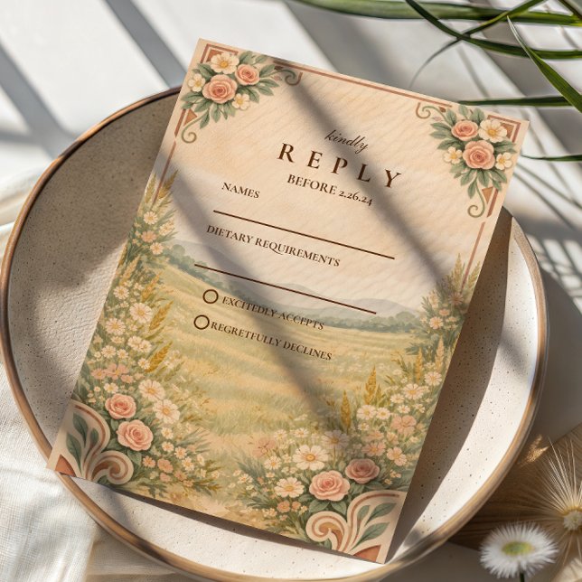 Western Desert Floral Arch Wedding RSVP Karte (Von Creator hochgeladen)