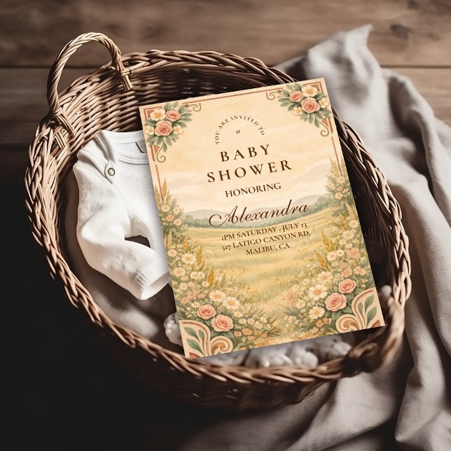 Western Desert Floral Baby Shower Einladung (Von Creator hochgeladen)