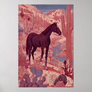 Western Desert Pferd Wandkunst, Saguaro Cacti, Bol Poster