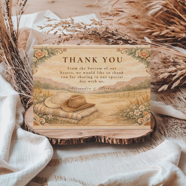 Western Desert Ranch Hochzeit Dankeskarte (Von Creator hochgeladen)