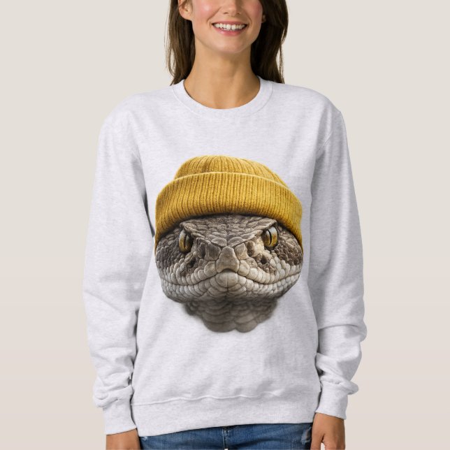 Western Diamondback Rattlesnake Wearing Beanie  Sweatshirt (Vorderseite)