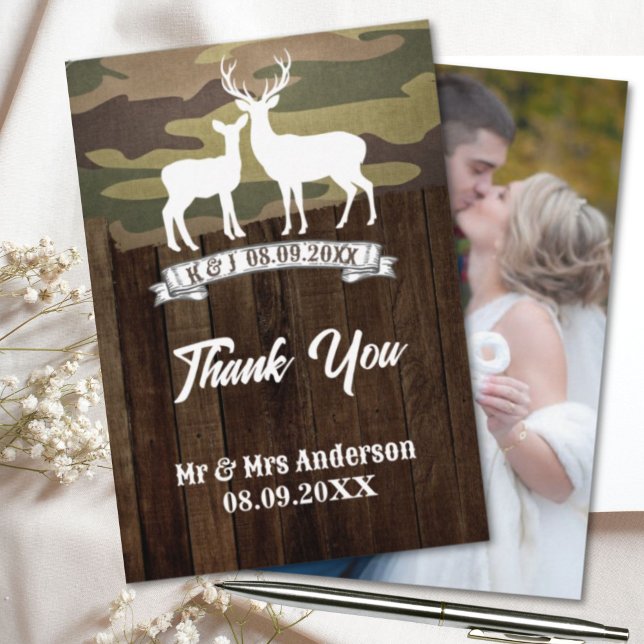Western Die Jagd ist vorbei beim Hochzeitsfest Fot Dankeskarte (Western The Hunt Is Over Wedding Photo Thank You Card)