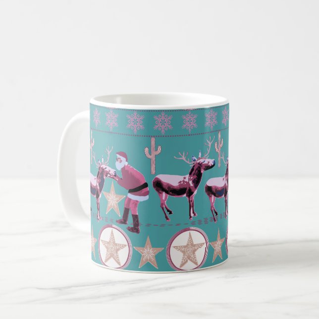 Western Donkey Christmas Gingerbread Texas Star Kaffeetasse (Vorderseite Links)