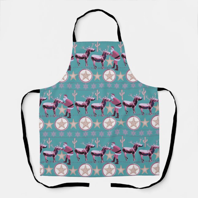 Western Donkey Christmas Gingerbread Texas Star Schürze (Vorderseite)