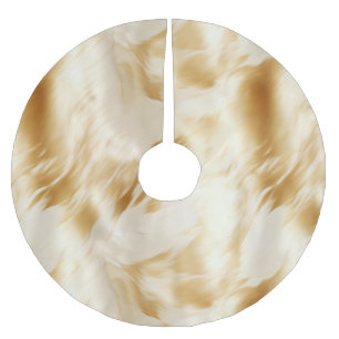 Western Elegante Gold Weißes Creme Cowhide Polyester Weihnachtsbaumdecke