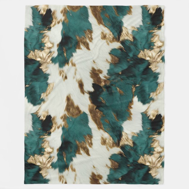 Western Emerald Gold White Cowhide Fleecedecke (Vorderseite)