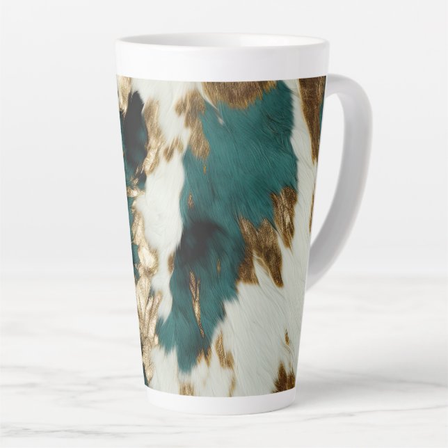 Western Emerald Gold White Cowhide Milchtasse (Rechte Ecke)