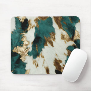 Western Emerald Gold White Cowhide Mousepad