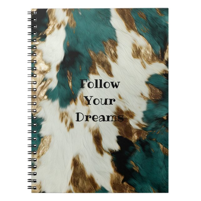 Western Emerald Gold White Cowhide Notizblock (Vorderseite)