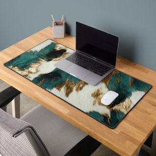 Western Emerald Gold White Cowhide Schreibtischunterlage