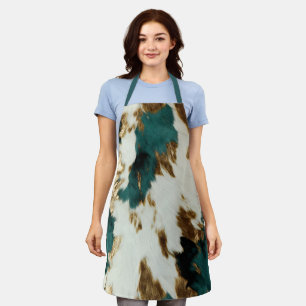 Western Emerald Gold White Cowhide Schürze