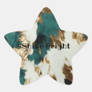 Western Emerald Gold White Cowhide Stern-Aufkleber