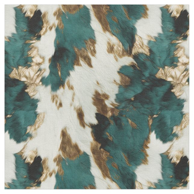 Western Emerald Gold White Cowhide Stoff (Nahaufnahme)
