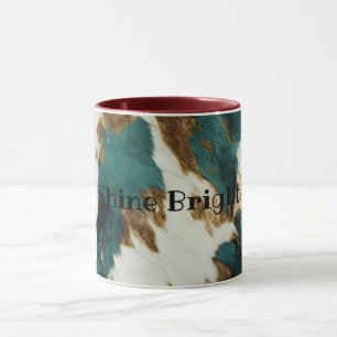 Western Emerald Gold White Cowhide Tasse