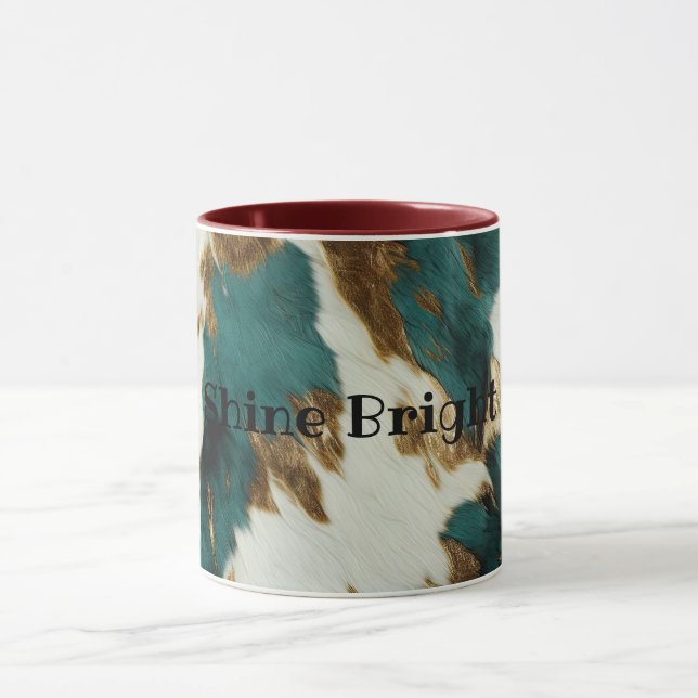 Western Emerald Gold White Cowhide Tasse (Zentrum)
