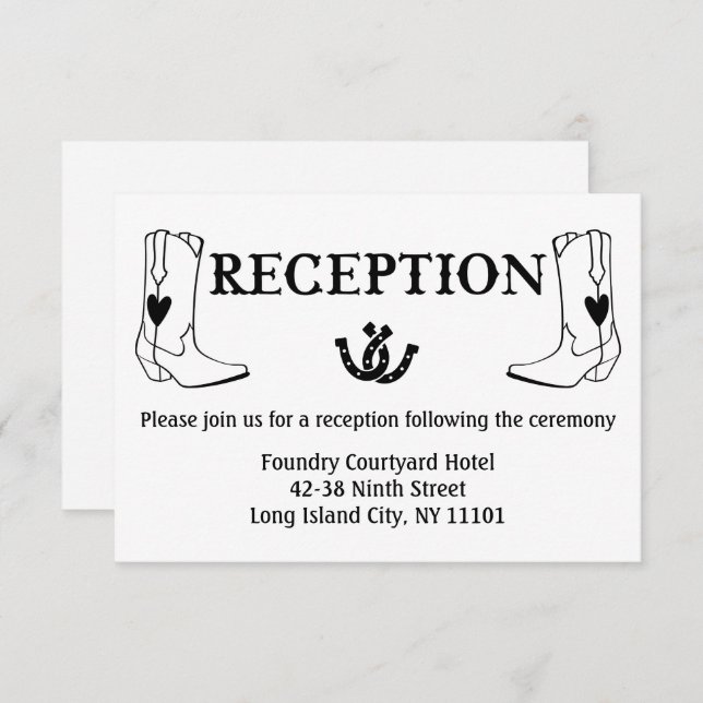 Western Empfang Cowboy Boots Country Wedding Einladung (Vorne/Hinten)