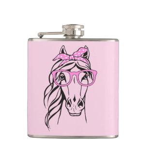 Western Equestrian Reiten Rosa Pferd Fla Flachmann