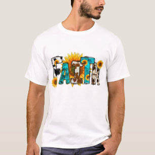 Western Faith Kuh Farm Christlich Sonnenblume Jesu T-Shirt