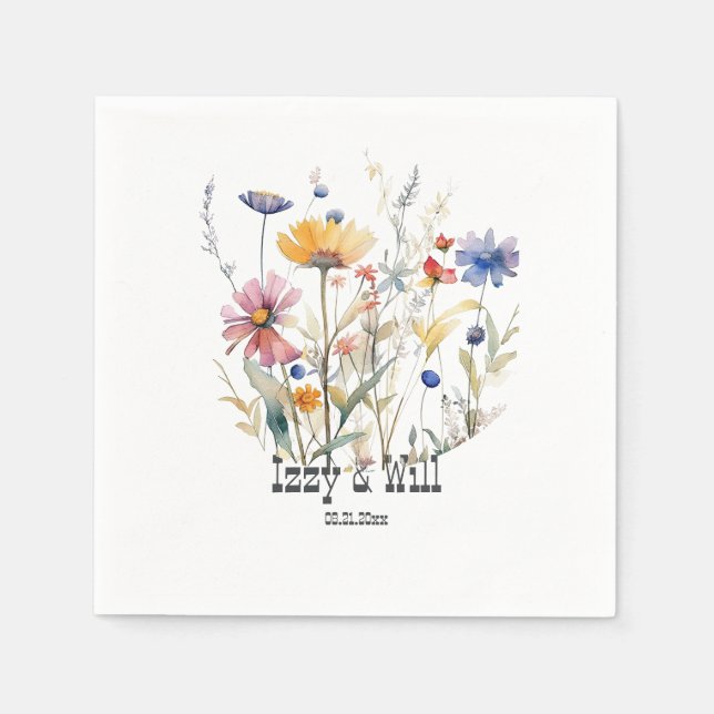 Western Fall Wildblumen Terra Cotta Blue Custom Serviette (Vorderseite)