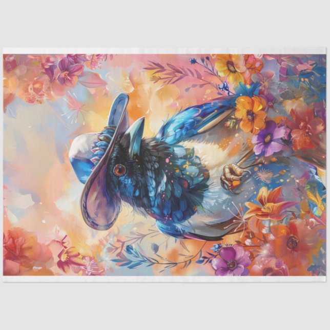 Western Farbe Waschjunge Bird-Decoupage Seidenpapier (Vorderseite)