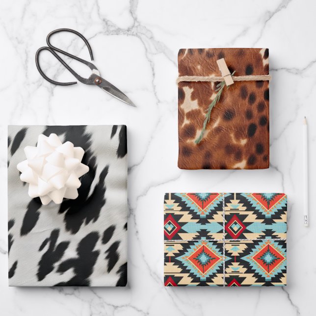 Western Farm Cowhide Geschenkpapier Set (Vorderseite)