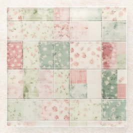 Western Farm Mint Pink Floral Quilt Patterns Glasuntersetzer