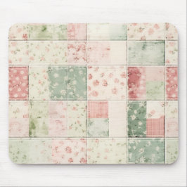 Western Farm Mint Pink Floral Quilt Patterns Mousepad