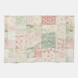 Western Farm Mint Rosa Blumen Quilt Muster Geschirrtuch