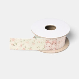 Western Farm Mint Rosa Blumen Quilt Muster Satinband