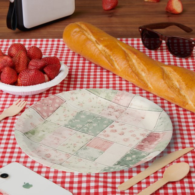 Western Farm Minze rosa Blumenmuster Pappteller (Picknick)