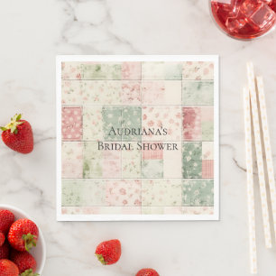 Western Farm Minze rosa Blumenmuster Serviette
