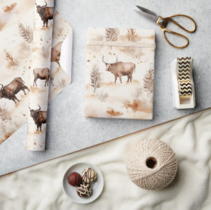 Western Farm Tier Highland Kuh Geburtstag Geschenkpapier