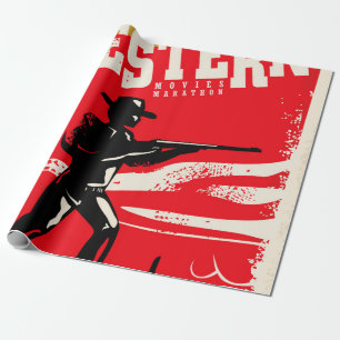 Western-Film-Marathon Retro-Poster-Design-Layout Geschenkpapier