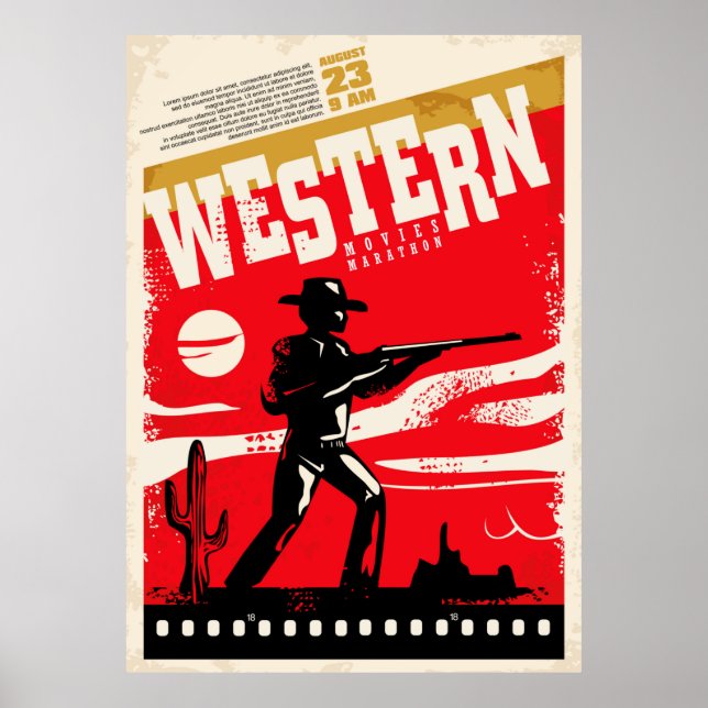 Western-Filme Marathon Retroposter Design-Layout Poster (Vorne)