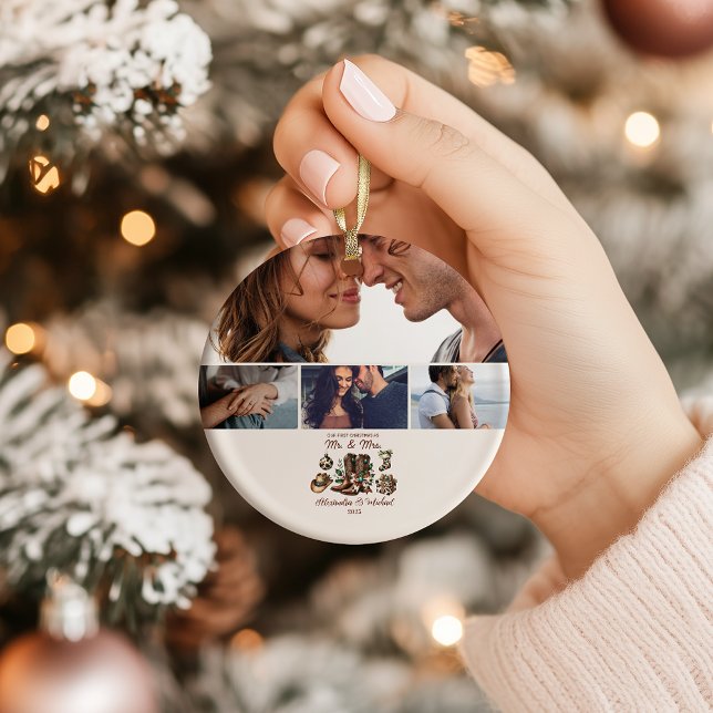 Western First Christmas As Mrs and Mr 4 Photo  Keramik Ornament (Von Creator hochgeladen)
