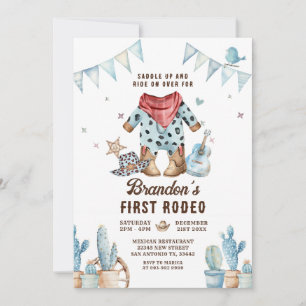 Western First Rodeo Baby Boy Geburtstag Einladung