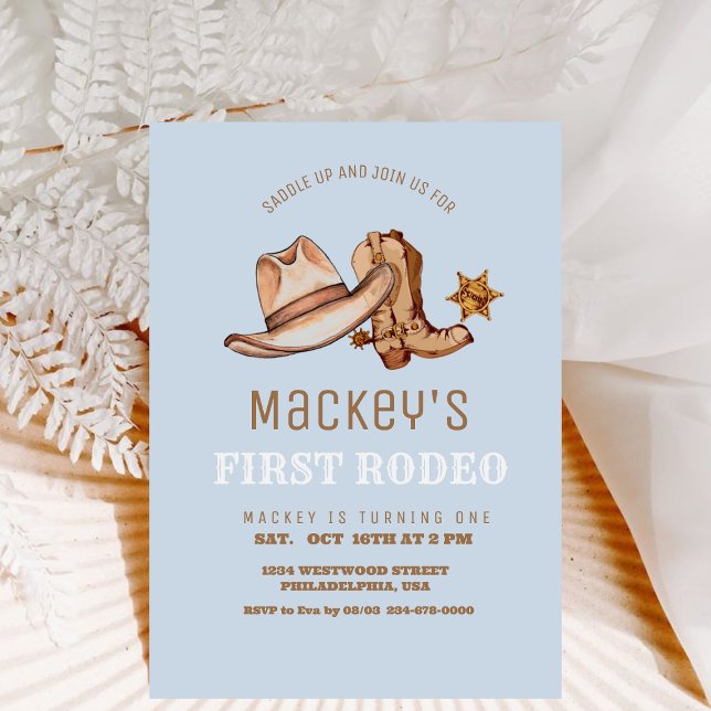 Western First Rodeo Cowboy Birthday Einladung (Von Creator hochgeladen)