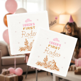 Western First Rodeo Cowgirl 1. Geburtstag Serviette