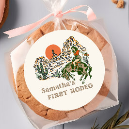 Western First Rodeo Cowgirl 1 Geburtstagsticker Runder Aufkleber