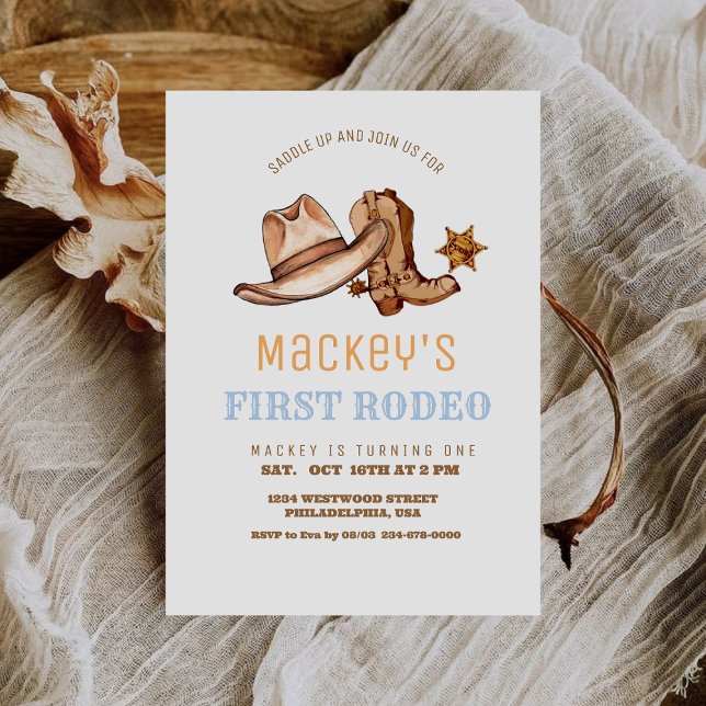 Western First Rodeo Geburtstagsparty Boy Einladung (Von Creator hochgeladen)