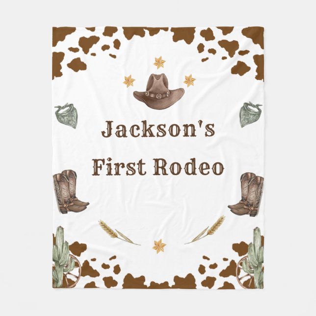 Western First Rodeo Geburtstagsparty Fleecedecke (Vorderseite)