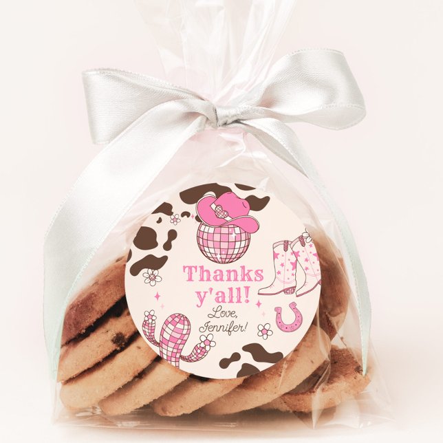 Western First Rodeo Girl Pink Danke, dass ihr Gebu Runder Aufkleber (Von Creator hochgeladen)