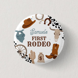 Western First Rodeo Wild West Boy Erster Geburtsta Button