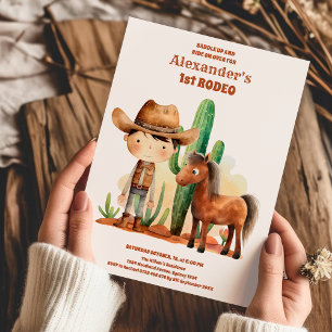 Western First Rodeo Wild West Cowboy 1. Geburtstag Einladung