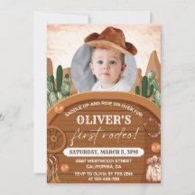 Western First Rodeo Wild West Cowboy 1st Birthday